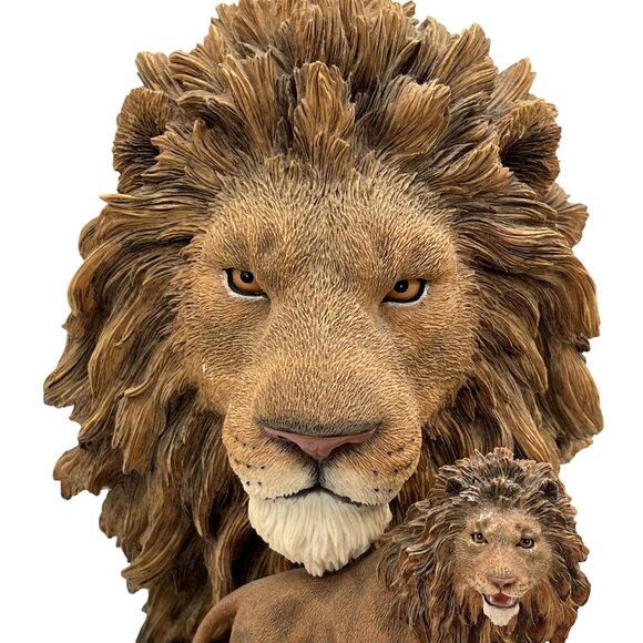 Vintage Majestic Lions Bust & Full Body RARE Statue Collectible Wildlife Decor - Picture 2 of 13
